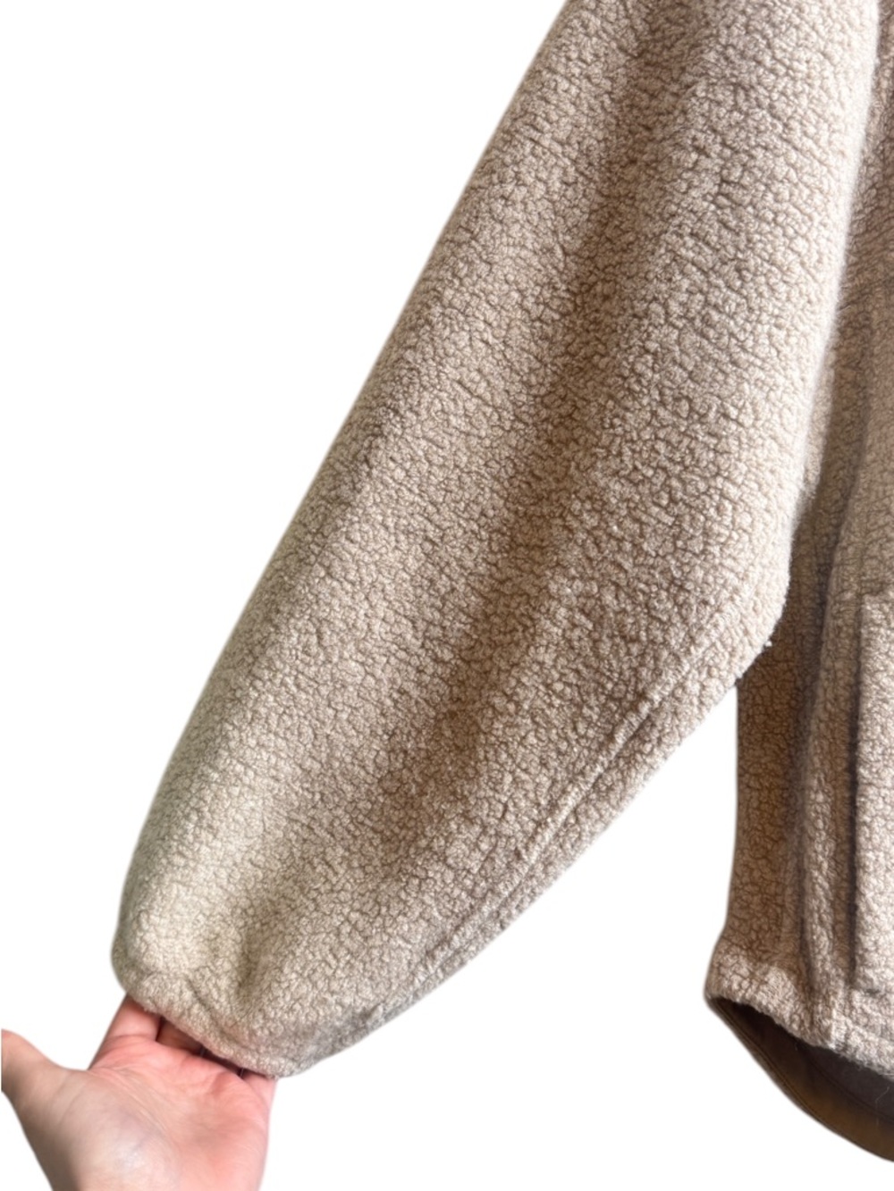 Outdoor Voices MegaFleece Snap Wool Blend Shacket Jacket Tan Cream Medium M - Picture 3 of 12